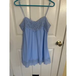 J.O.A. Light Blue Eyelet Spaghetti Strap Mini‎ Dress Size Small